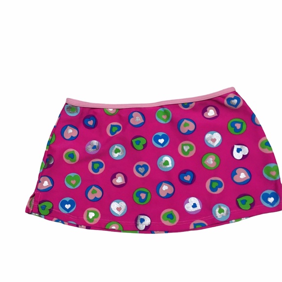 Swim cover up skirt pink hearts native girl Sz 6X - Picture 3 of 9